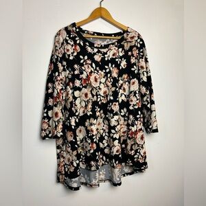 WOMENS Floral 3/4 Sleeve Blouse Warm Plus Size 2X Fall Cozy Multicolor
